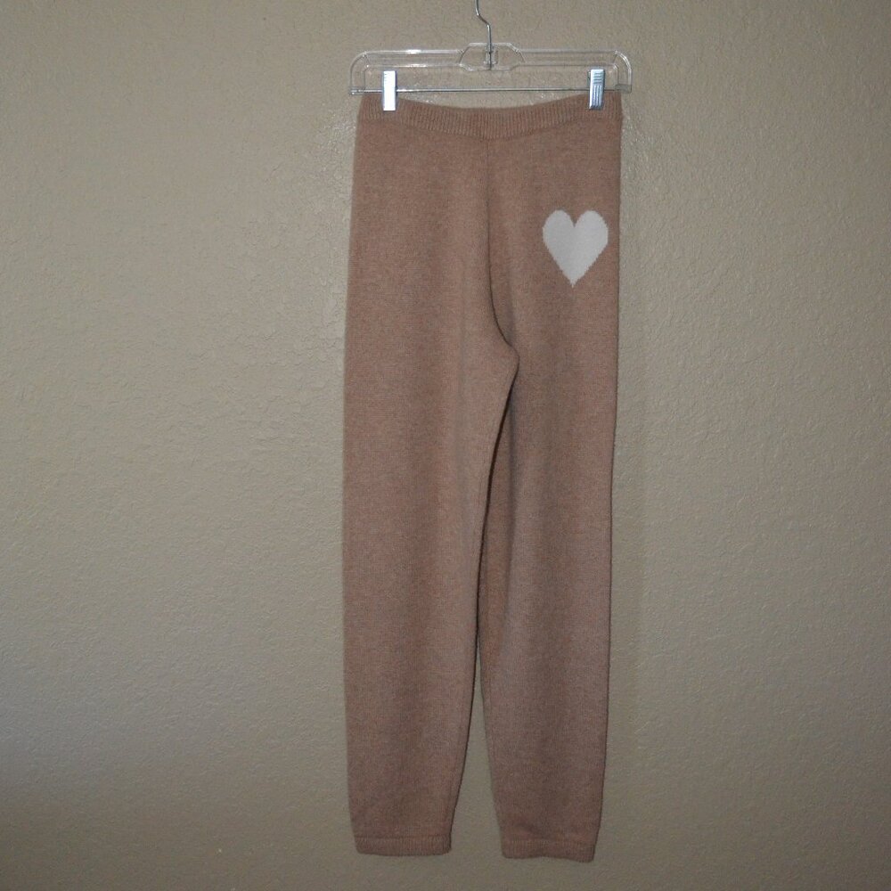 NWT $745 Sz XS SPRWMN Almondine Cashmere Heart Logo Sweatpants